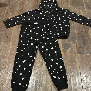 Kapital K Star Patterned Black Hoodie and Pants Set Size 3 Toddler